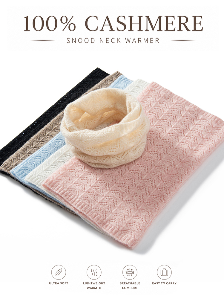 Infinity Scarf Knit - Dames 100% Kasjmier Fan Pointelle Snood