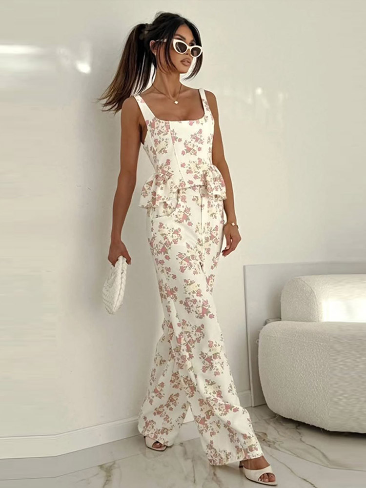 Pocket Square Set - Zippers Print Mouwloze Top Dames Sets