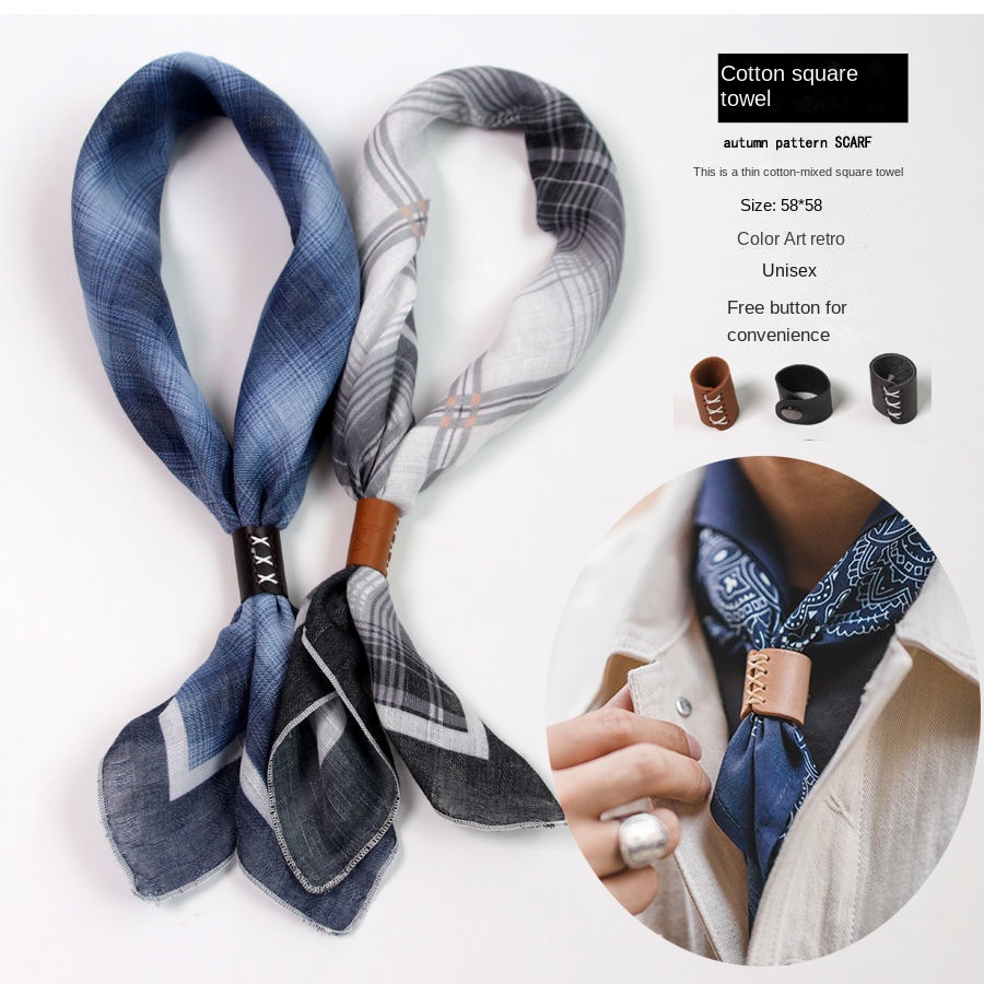 Ascot Neck Scarf - Heren Vierkante Sjaal Met Knopen Katoen