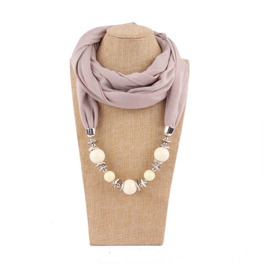 Infinity Scarf Knit - Nieuwe Chiffon Sjaalketting met kralen, effen