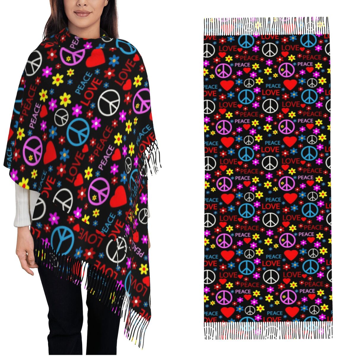 Peace Foral Love Patroon Sjaal - Pashmina Wrap Large recensie en prijs