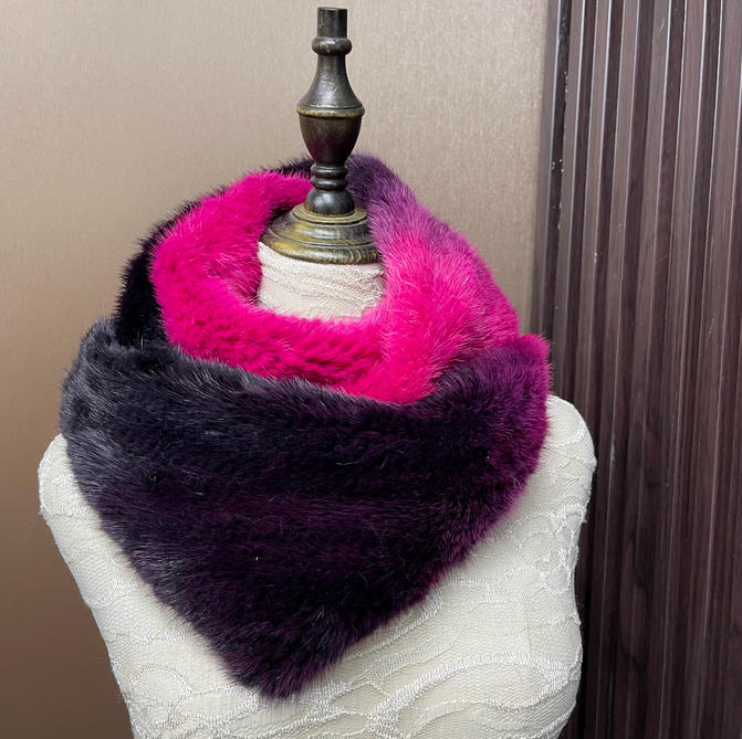 Ombre kleur echte nertsbont sj - Infinity Scarf Knit recensie en prijs