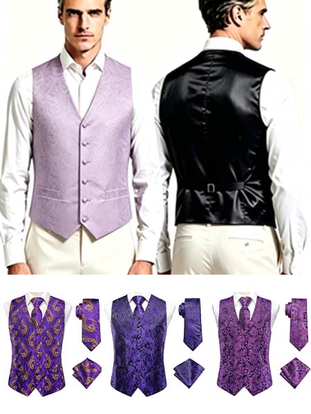 Paarse jacquard vestset voor h - Pocket Square Set recensie en prijs